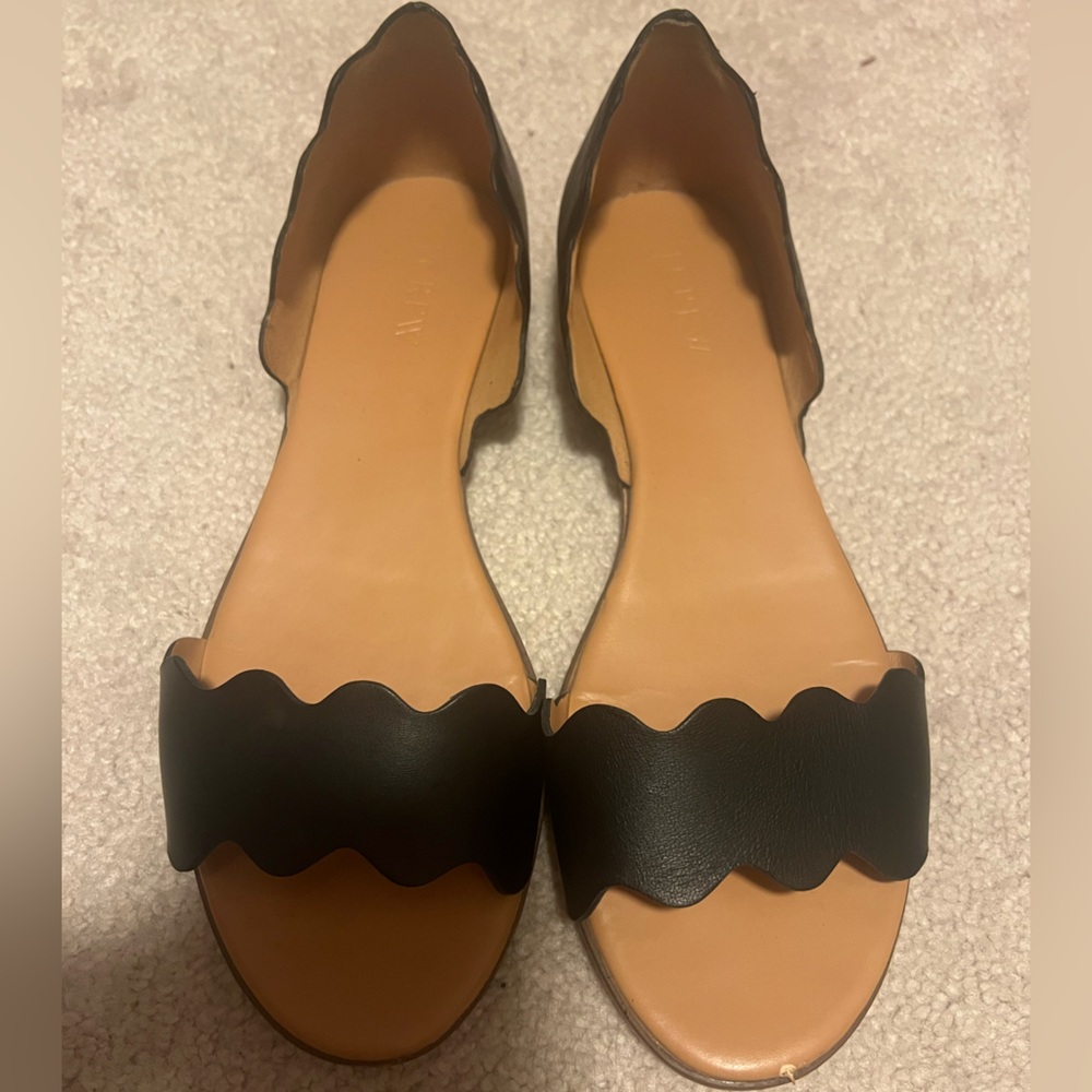 J. Crew Black Scalloped Women's Sandals - Size 8